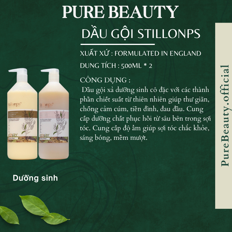 Dầu gội xả dưỡng sinh STILLONPS 1000ml * 2 kiềm dầu sạch gàu phục hồi tóc hư tổn hương thơm gây nhung nhớ siêu mượt