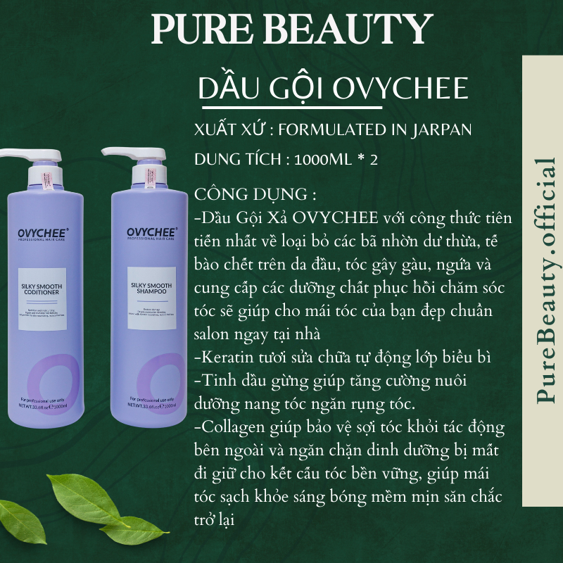 Dầu gội xả OVYCHEE 1000ML * 2 Kiềm dầu ngừa gầu ngăn rụng hiệu quả phục hồi tái sinh mầm tóc siêu mượt