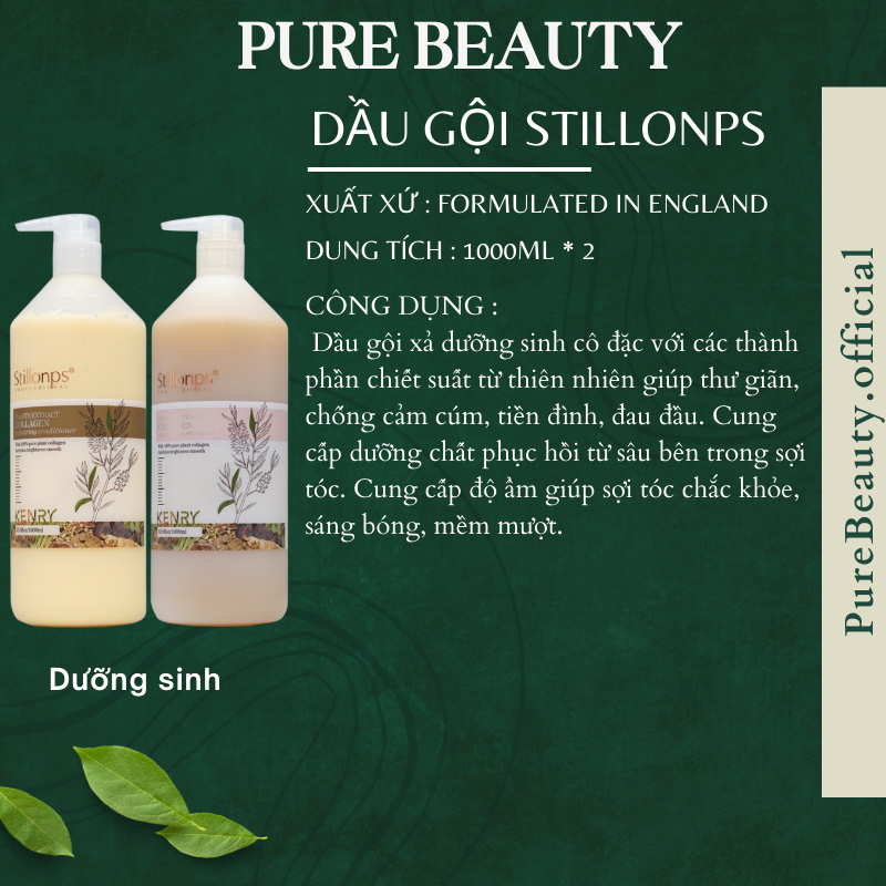Dầu gội xả dưỡng sinh STILLONPS 1000ml * 2 kiềm dầu sạch gàu phục hồi tóc hư tổn hương thơm gây nhung nhớ siêu mượt