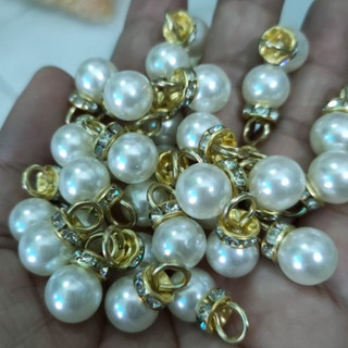 Gói 2-5 viên Hạt ngọc trai, hạt châu gắn xoàn có móc size 10mm