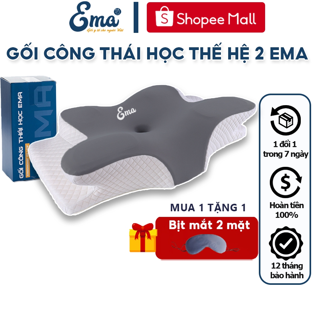 Gối công thái học thế hệ 2 EMA - Giúp ngủ nhanh, sâu giấc, sáng dậy không đau mỏi
