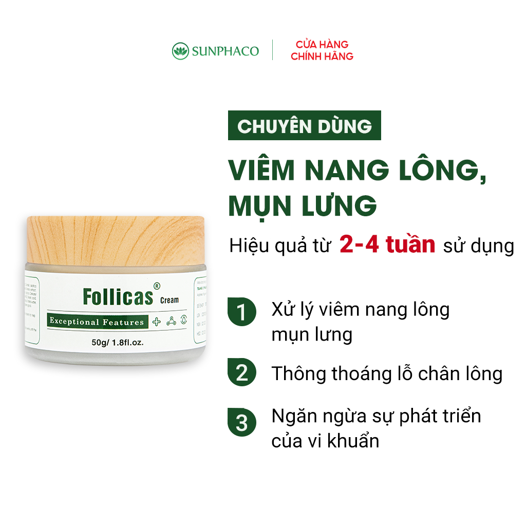 Kem Bôi Viêm Nang Lông, Mụn Lưng Follicas 50g