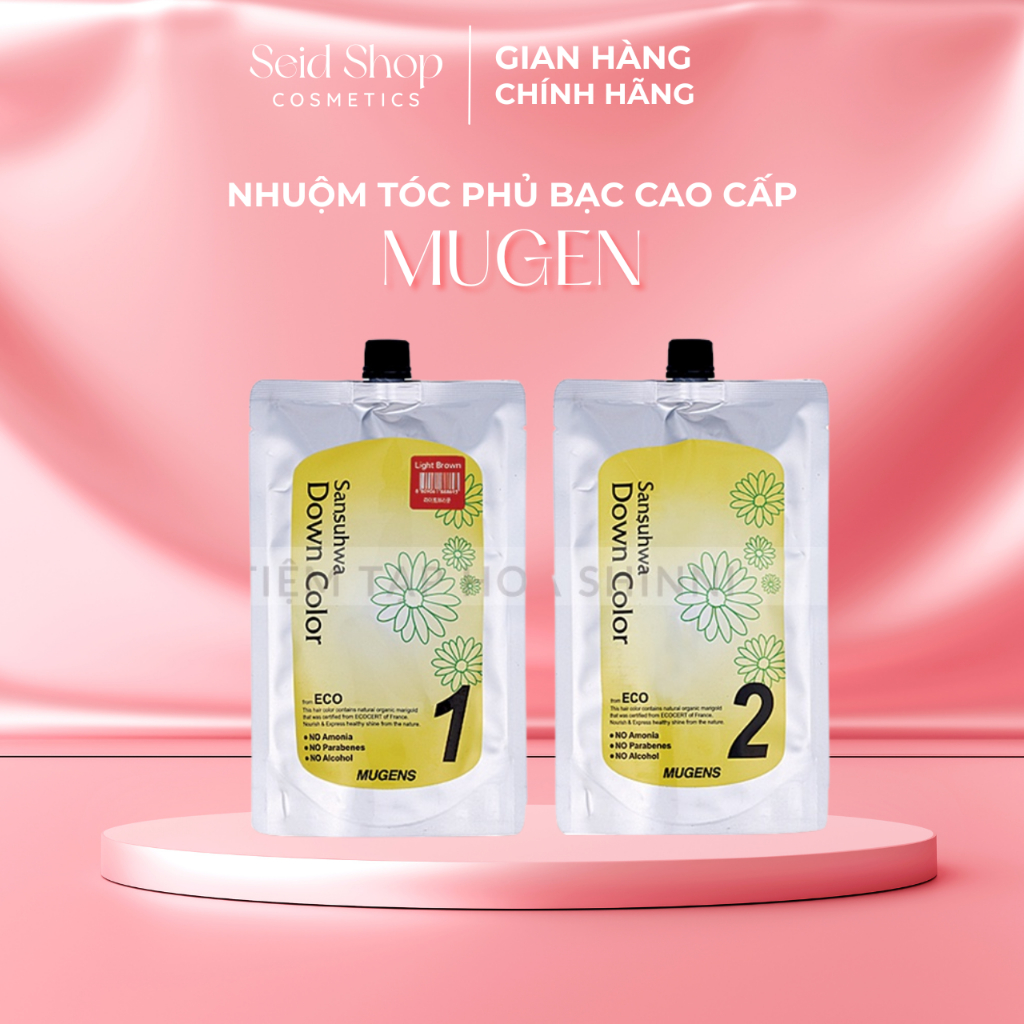 Nhuộm phủ bạc thời trang màu nâu (Hàn Quốc) mugens sansuhwa down color BROWN 2 x 450g - Nhuộm 100% phủ bạc tự nhiên