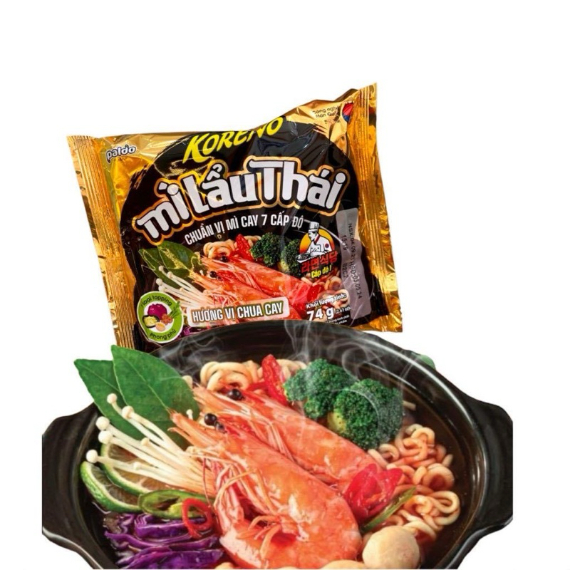 Mì Lẩu Thái KORENO chuẩn vị mì cay cấp độ 7 gói 74g