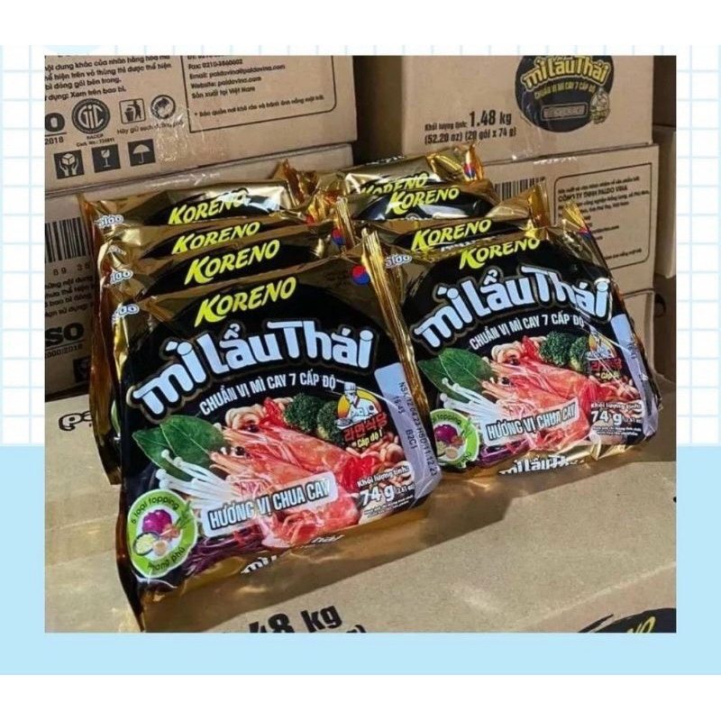 Mì Lẩu Thái KORENO chuẩn vị mì cay cấp độ 7 gói 74g