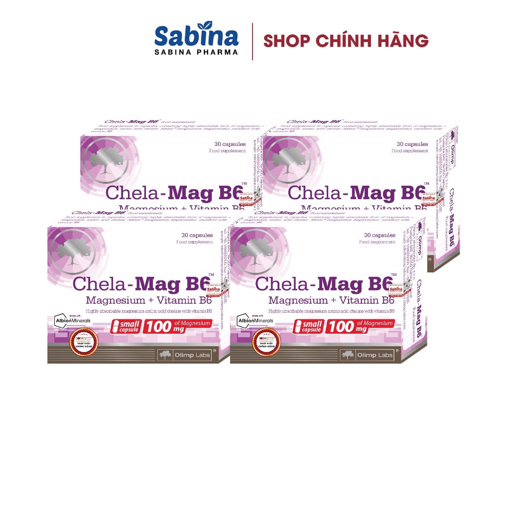 4 hộp Chela-Mag B6 Olimp Labs – Bổ sung Magie và Vitamin B6 hỗ trơ giảm mệt mỏi, hỗ trợ tốt cho hệ thần kinh