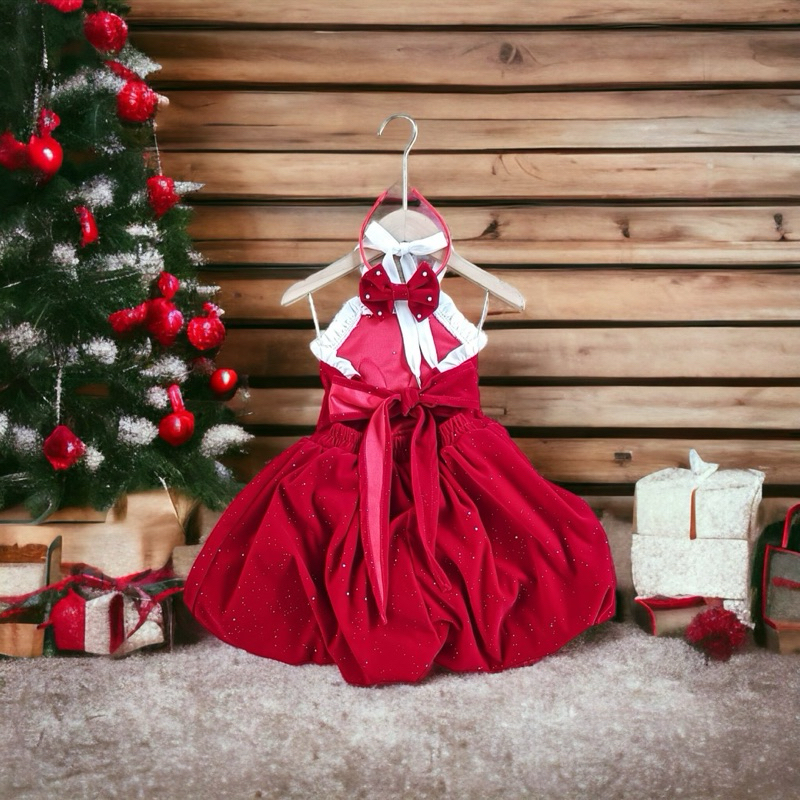 Váy đầm đỏ Noel hở lưng cho bé gái 7-40kg