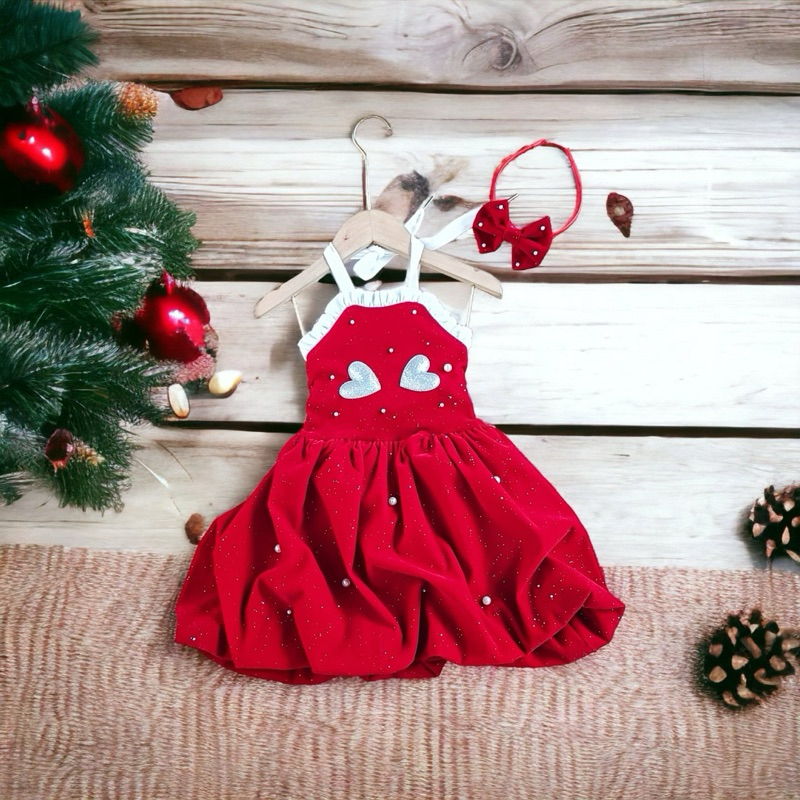 Váy đầm đỏ Noel hở lưng cho bé gái 7-40kg
