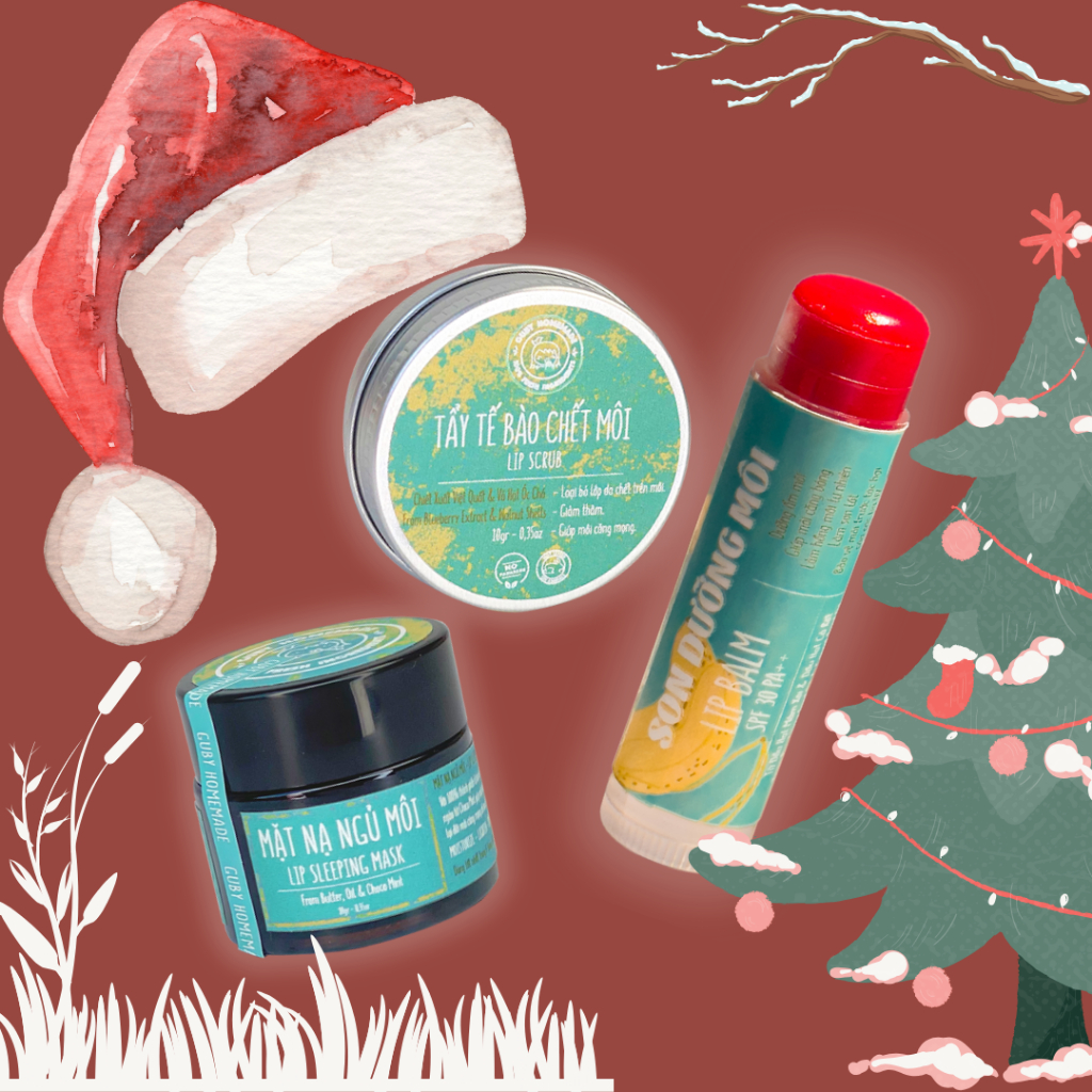 🅲🅾🅼🅱🅾 Làn Môi Gợi Cảm - Tẩy Tế Bào Chết Môi, Son Dưỡng & Mặt Nạ Ngủ Môi - Handmade by GUBY HOMEMADE