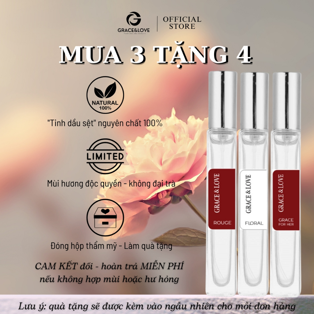 Nước hoa nữ thơm lâu chính hãng Grace And Love cao cấp - Tinh dầu nước hoa nữ thơm lâu ngọt ngào quyến rũ thanh lịch
