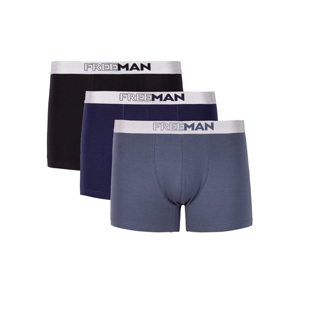 Combo 3 Quần lót boxer nam Freeman, chất liệu cotton thoáng mát, thấm hút mồ hôi tốt BO509