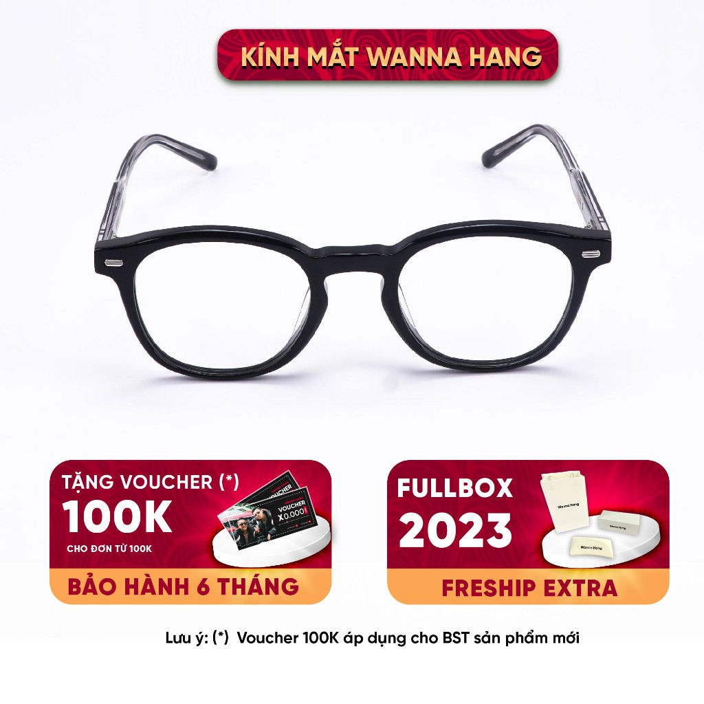 Gọng kính cận nam nữ cao cấp đẹp tròn chống tia UV thời trang Hàn Quốc Wanna Hang EDDY A WHGM124