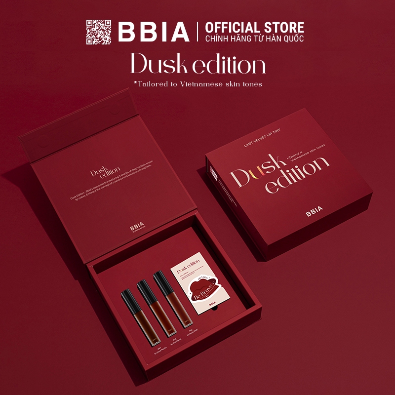 Trọn Bộ 3 Son Kem Lì Bbia Last Velvet Lip Tint - Dusk Edition (5g x3) kèm 1 Đế đỡ điện thoại