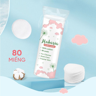 Bông tẩy trang Habaria Cotton Pads cây tròn dày dặn 80 miếng