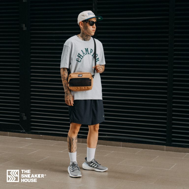 Túi đeo chéo thời trang nam nữ unisex New Era Shoulder Pouch Bag Brown xuất dư