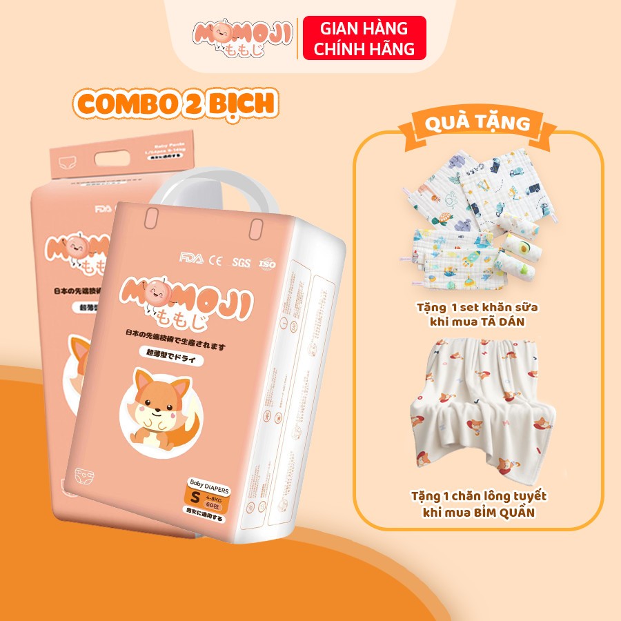 [Quà tặng hấp dẫn] Combo 2 Bịch Bỉm Momoji Siêu Thấm Hút