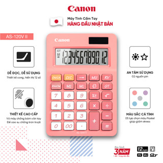 Máy Tính Cầm Tay Canon Nhật Bản AS-120V | Thiết Kế Đế Cong Tiện Lợi | Màu Pastel Trẻ Trung Với Vỏ Chống Bám Vân Tay |