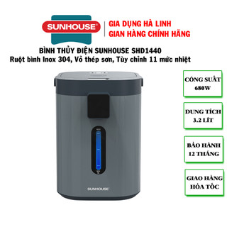 Bình thủy điện sunhouse shd1440, công suất 680w, dung tích 3.2 lít, chất liệu ruột bình inox 304, bảo hành 12 tháng