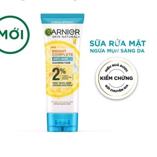 (100 gr 2026) Sữa rửa mặt giảm mụn sáng da Garnier Bright Complete Anti-Acne Foam 100 Gr
