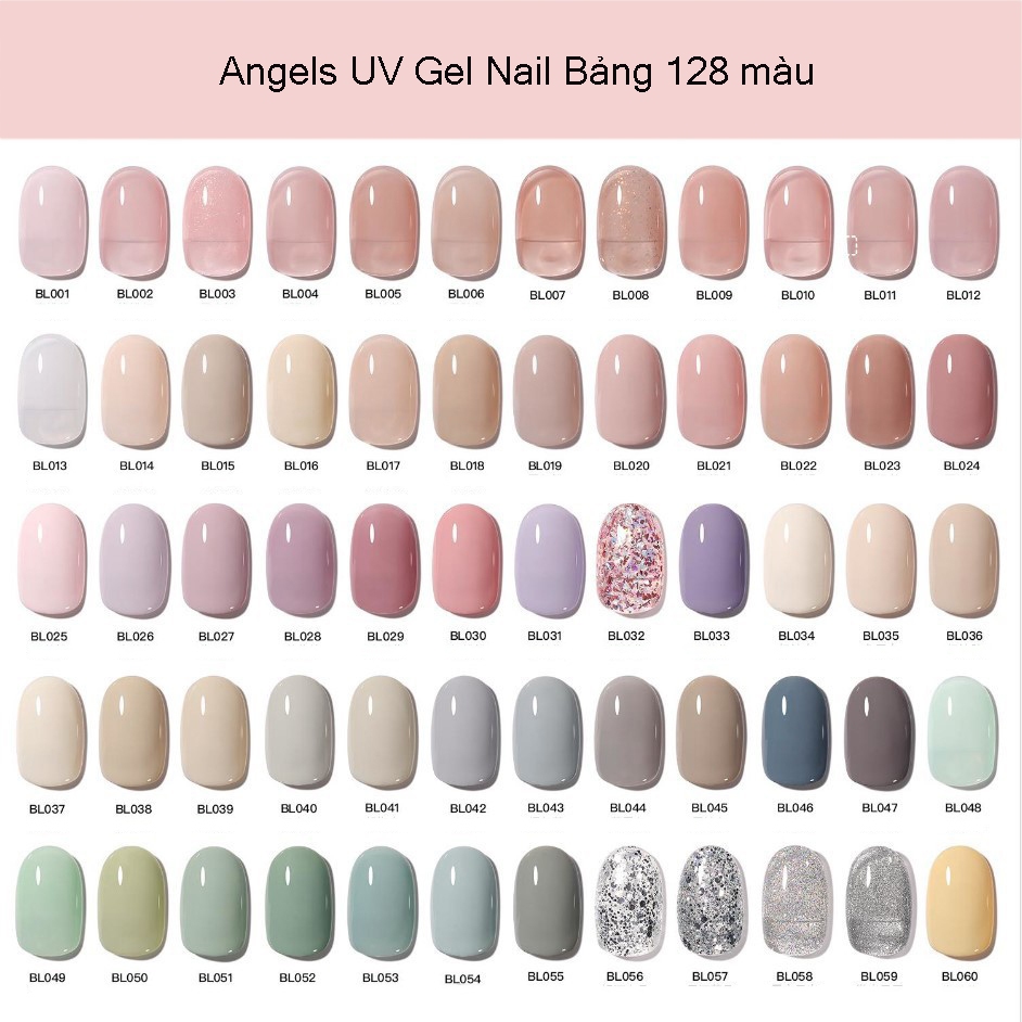 Sơn Gel móng tay Angels 128 màu, dung lượng 7.5ml, các màu đẹp theo mùa, xu hướng 2024  Chuỗi màu thạch