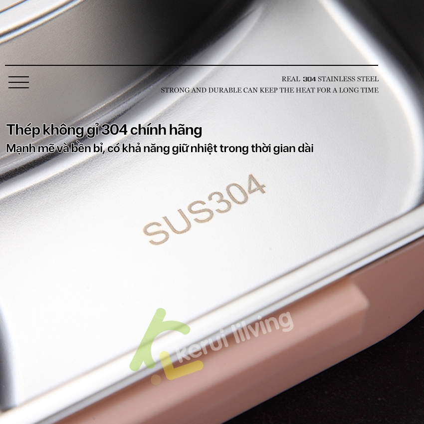Hộp cơm khay inox cao cấp BUNA, Hộp đựg thức ăn Camen cơm chia ngăn, Hộp cơm chịu nhiệt lò vi sóng | BigBuy360 - bigbuy360.vn