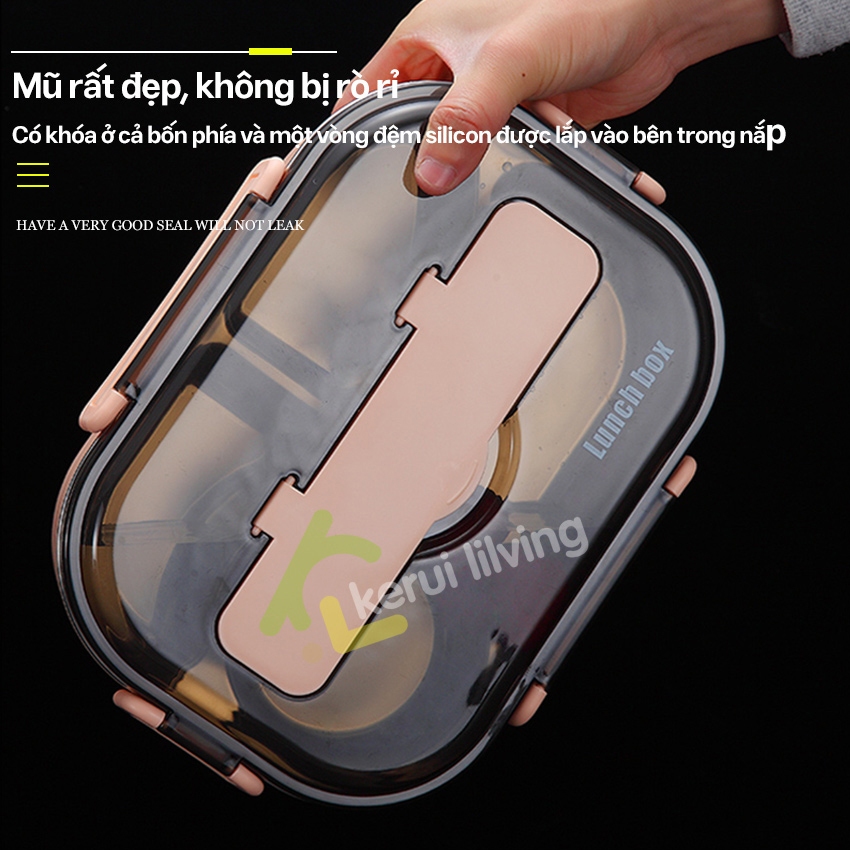 Hộp cơm khay inox cao cấp BUNA, Hộp đựg thức ăn Camen cơm chia ngăn, Hộp cơm chịu nhiệt lò vi sóng | BigBuy360 - bigbuy360.vn