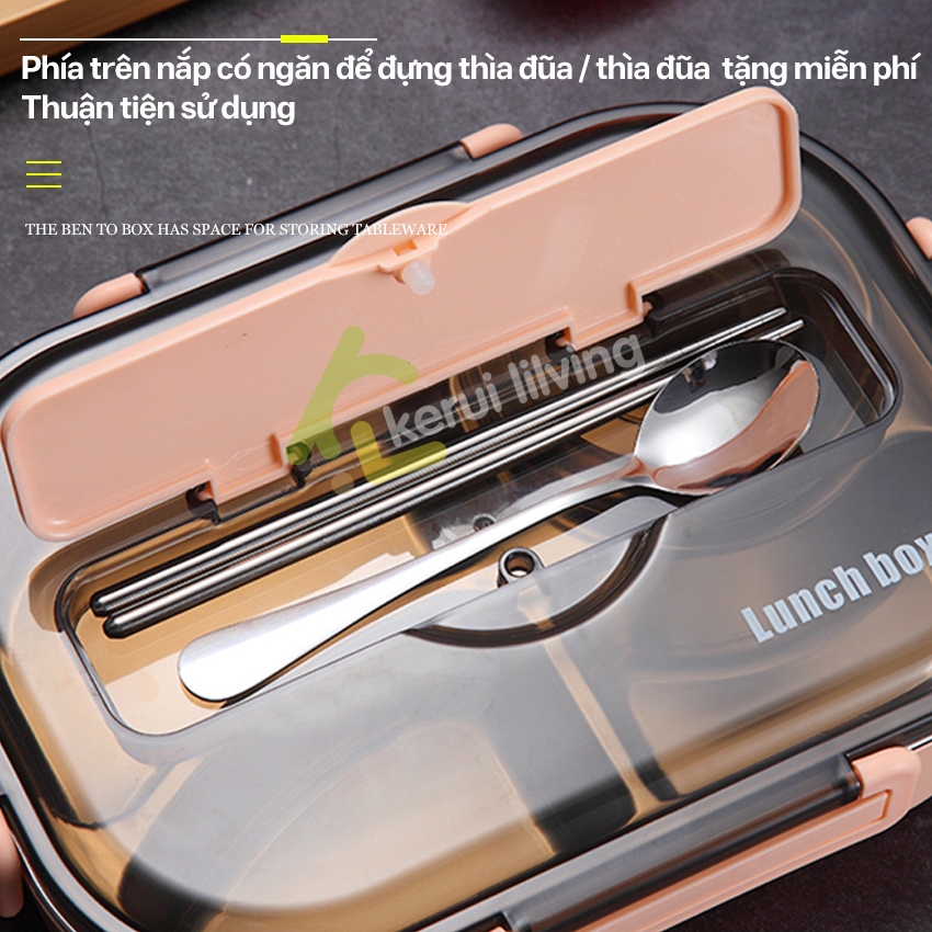 Hộp cơm khay inox cao cấp BUNA, Hộp đựg thức ăn Camen cơm chia ngăn, Hộp cơm chịu nhiệt lò vi sóng | BigBuy360 - bigbuy360.vn