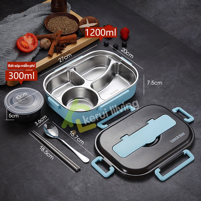 Hộp cơm khay inox cao cấp BUNA, Hộp đựg thức ăn Camen cơm chia ngăn, Hộp cơm chịu nhiệt lò vi sóng | BigBuy360 - bigbuy360.vn