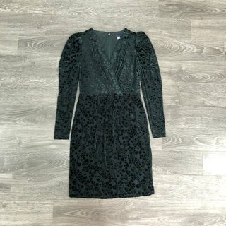 Đầm TM nhung cổ wrap tay dài KAMI
