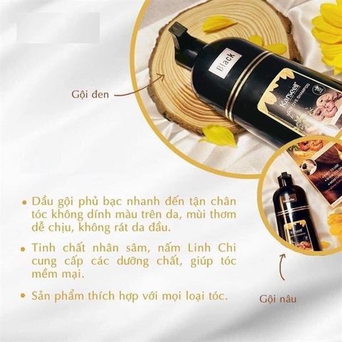 Dầu gội phủ bạc nhuộm tóc đen, nâu thảo dược KARSEELL Hair Dye Shampoo 500ml