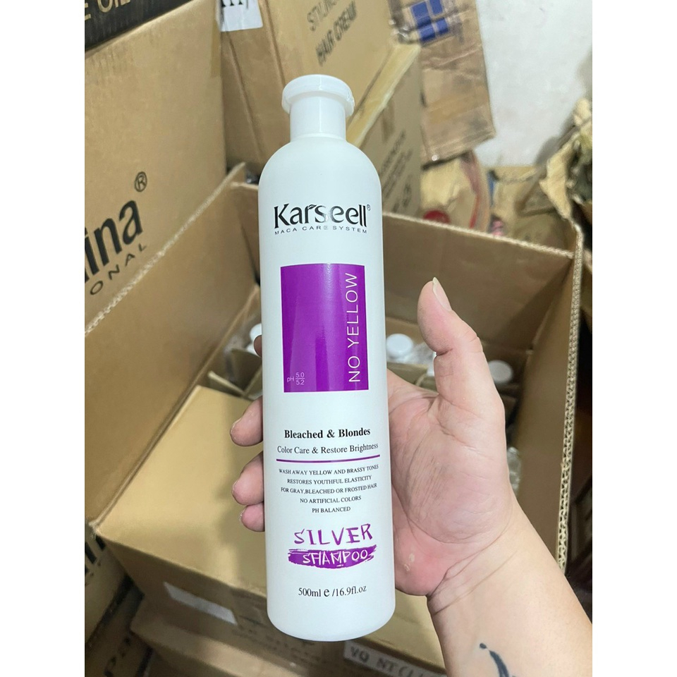 Dầu gội tím KARSEELL 500ML , dầu gội khử vàng và giữ màu dành cho tóc tẩy nhuộm màu thời trang