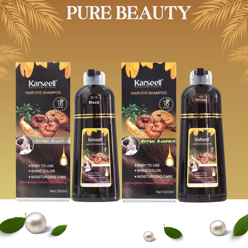 Dầu gội phủ bạc nhuộm tóc đen, nâu thảo dược KARSEELL Hair Dye Shampoo 500ml