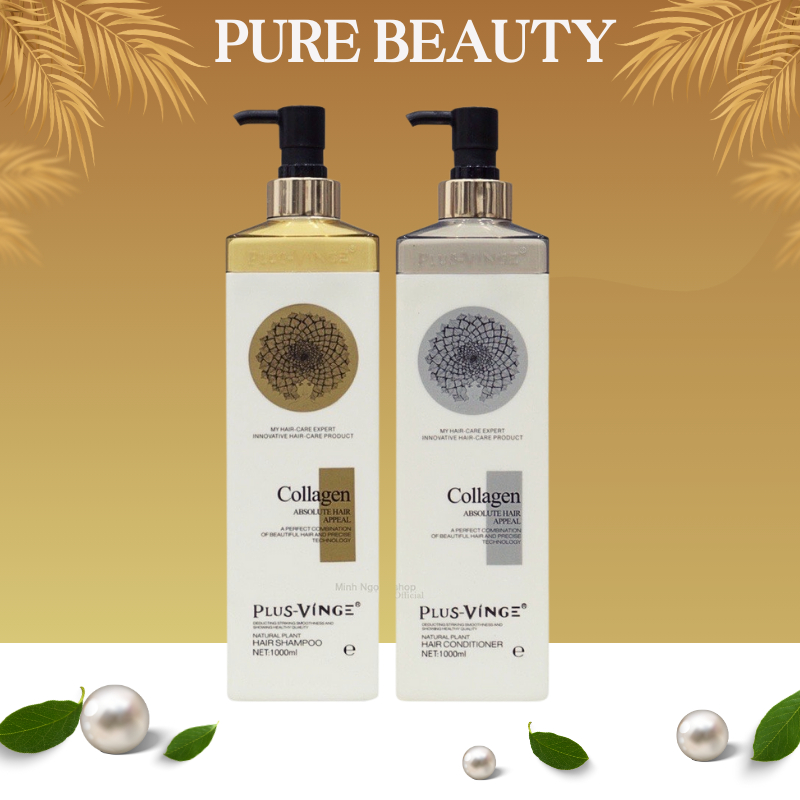 Dầu gội xả COLLAGEN VINGE 1000ML * 2 Chống rụng tóc kích thích mọc tóc phục hồi tóc hư tổn hương nước hoa