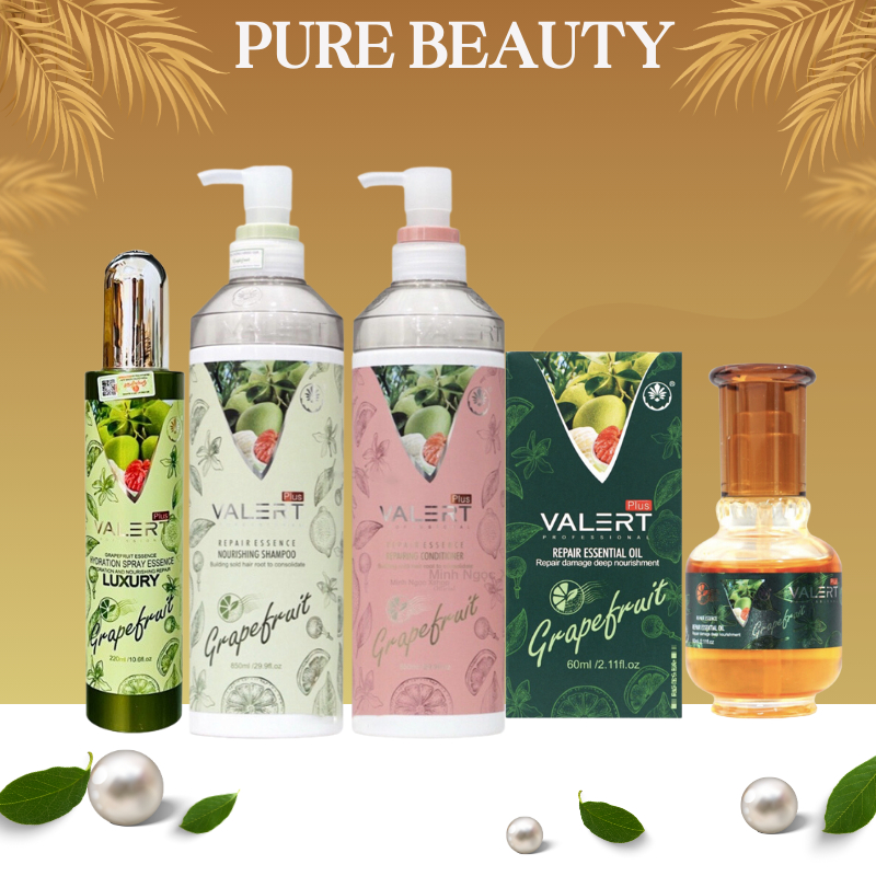 Dầu Gội Xả Bưởi Grapefruit Valert 850ml * 2 Phục Hồi Tóc Khô Xơ Hư Tổn, Chống Rụng và Kích Thích Mọc Tóc