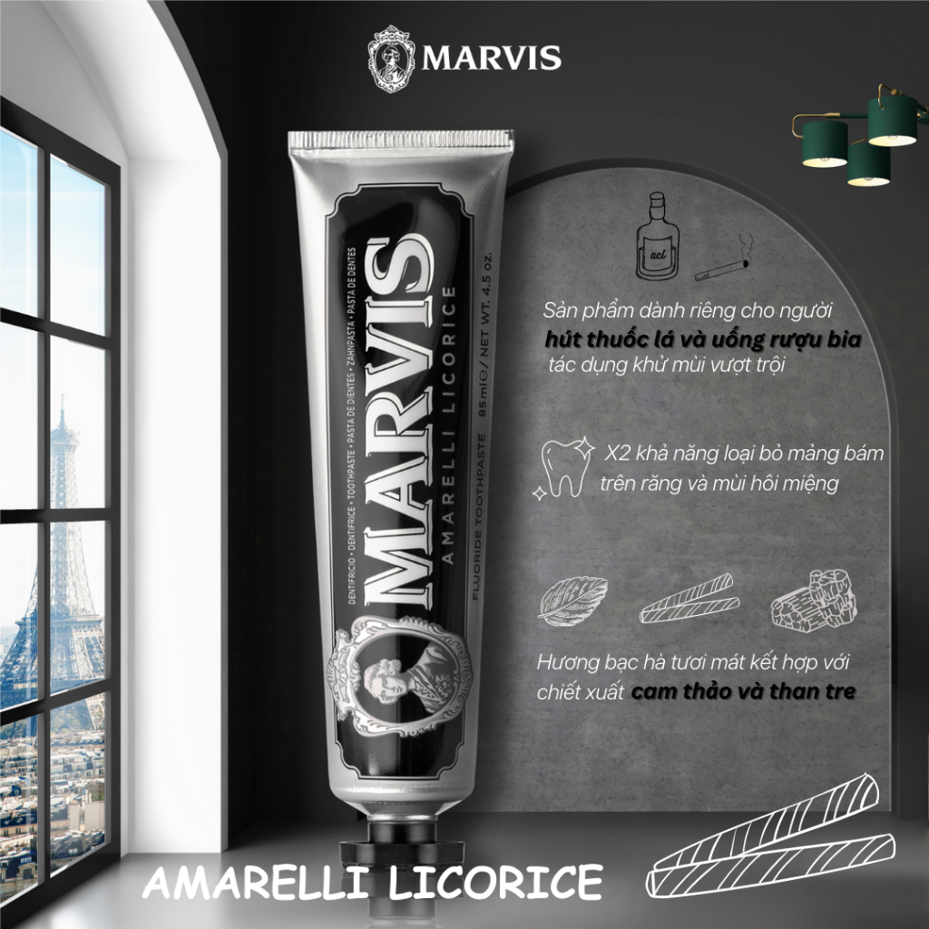 Kem Đánh Răng MARVIS Amarelli Licorice Mint 85ml - Marvis Chính Hãng