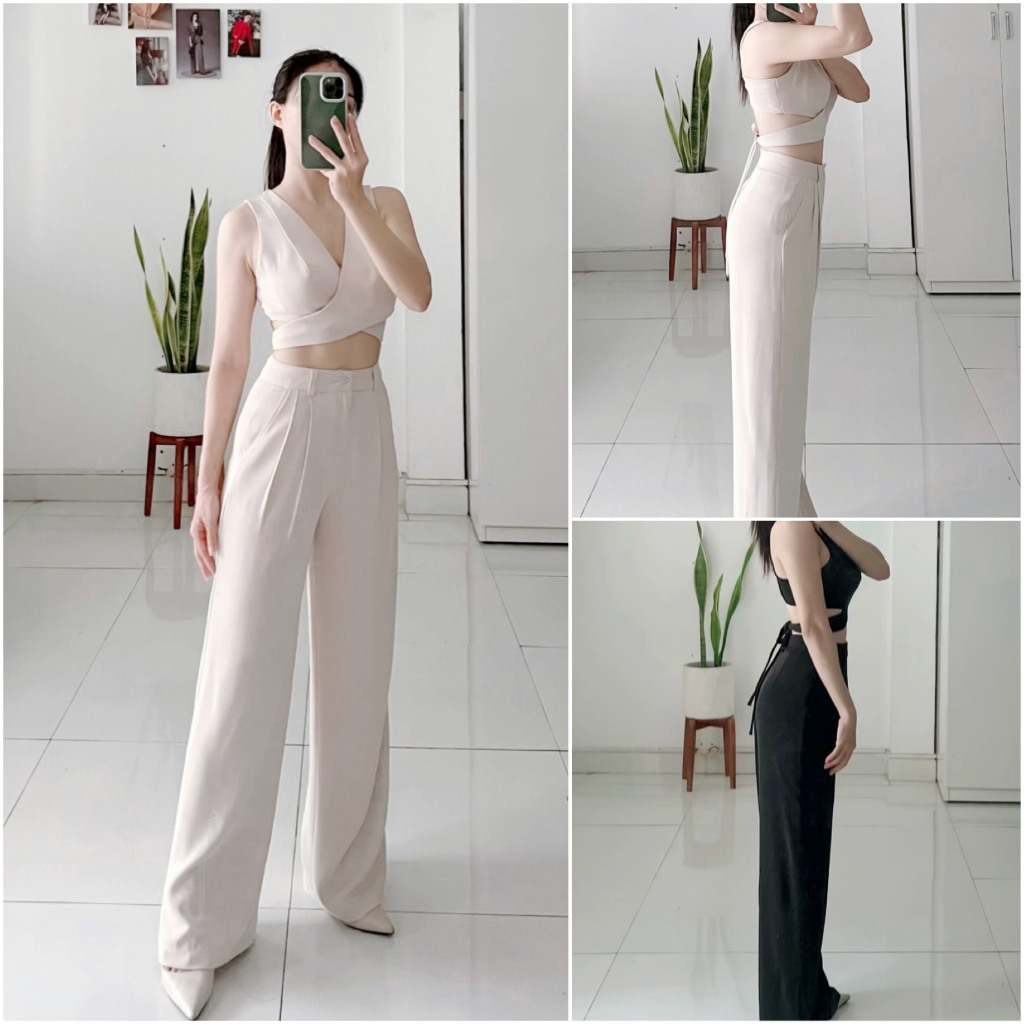 Set bộ áo chéo cột dây, có kèm video hướng dẫn (VD124)