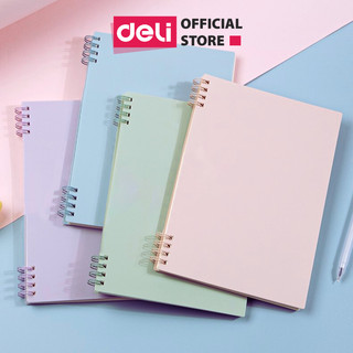 Sổ Lò Xo 2 Đầu A5 B5 Deli - Vở Kẻ Ngang Pastel 120/160 Trang Sổ Tay Gáy Xoắn Khuyết Còng Ghi Chép Planner Tập Học Sinh