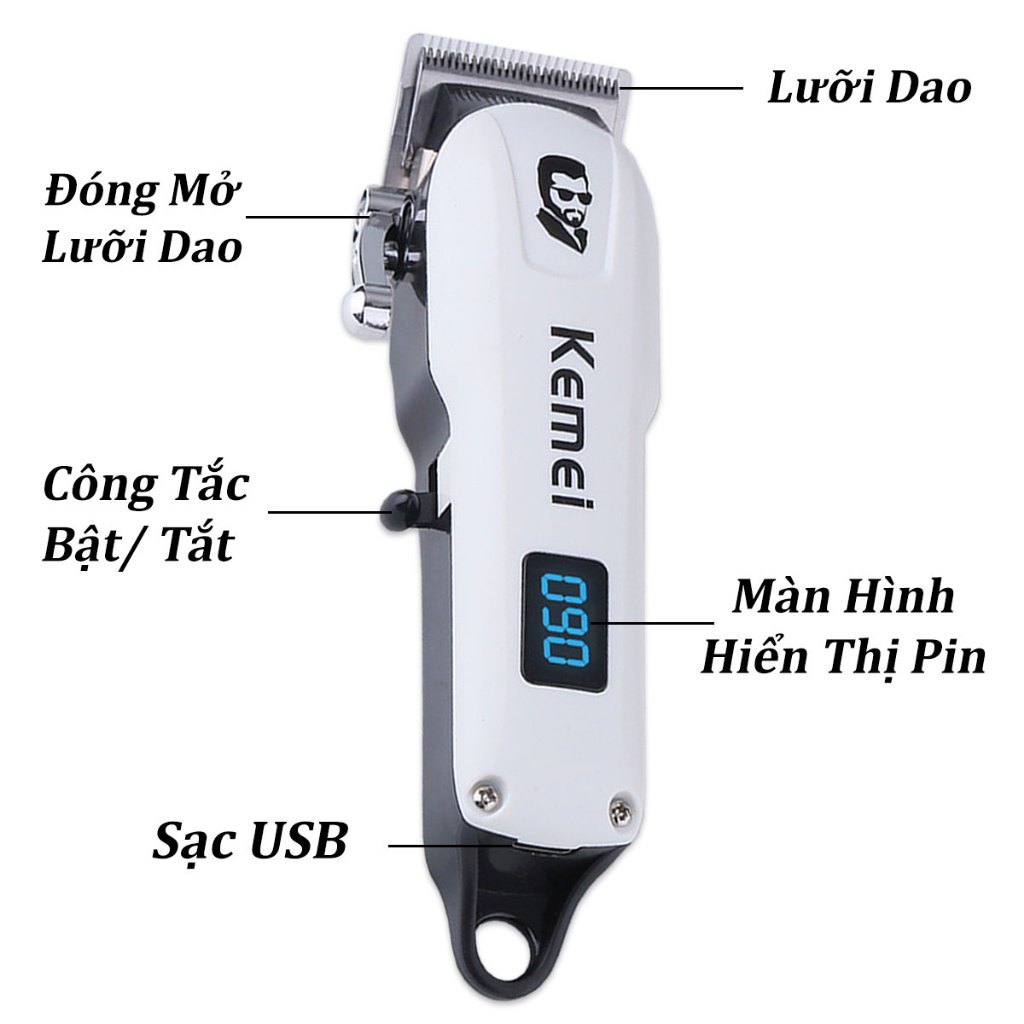Tăng đơ cắt tóc chuyên nghiệp Kemei 232 chính hãng, tông đơ cắt tóc gia đình, gọn nhẹ, pin trâu, dễ sử dụng