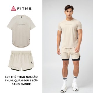 Bộ đồ chạy bộ tập gym nam Fitme chất thun thể thao co giãn 4 chiều cao cấp Sand Smoke