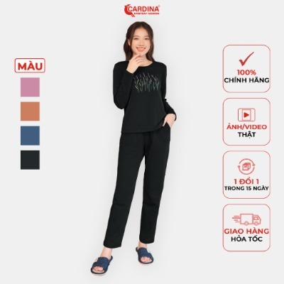 Bộ nỉ dài tay nữ CARDINA chất liệu nỉ dày dặn co dãn tốt kiểu dáng trẻ trung phom ôm vừa tôn dáng