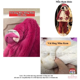 Vải Lông Màu Hồng Gấu Dâu và Màu Kem Mềm Mịn Dùng May Bộ Đồ Đông Mẫu Gấu Dâu Lotso Xinh Xắn Mặc Mềm Ấm Lông Mềm Mượt