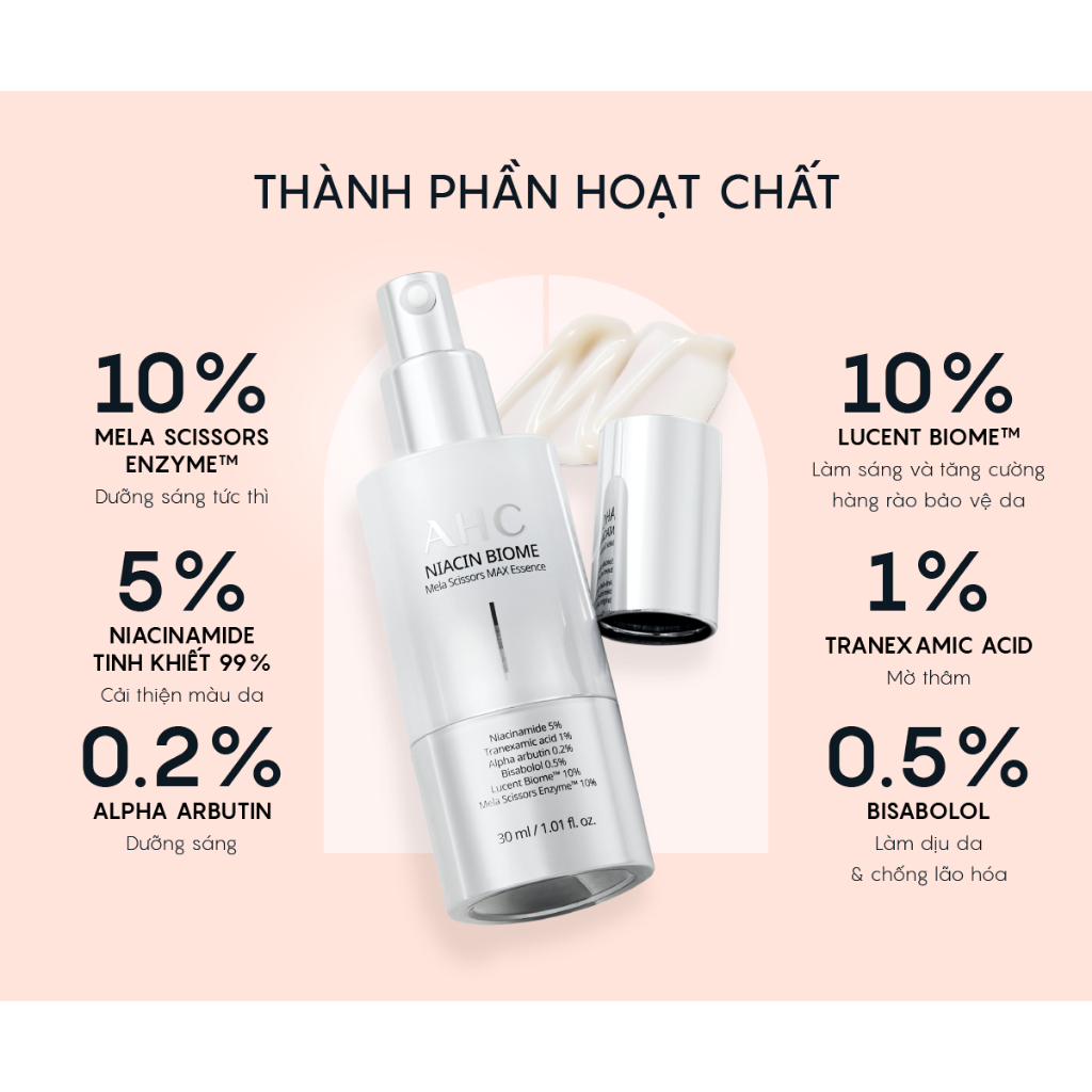 Tinh Chất Cấp Ẩm Sáng Da AHC Niacin Biome Mela Scissors Max Essence 30ml