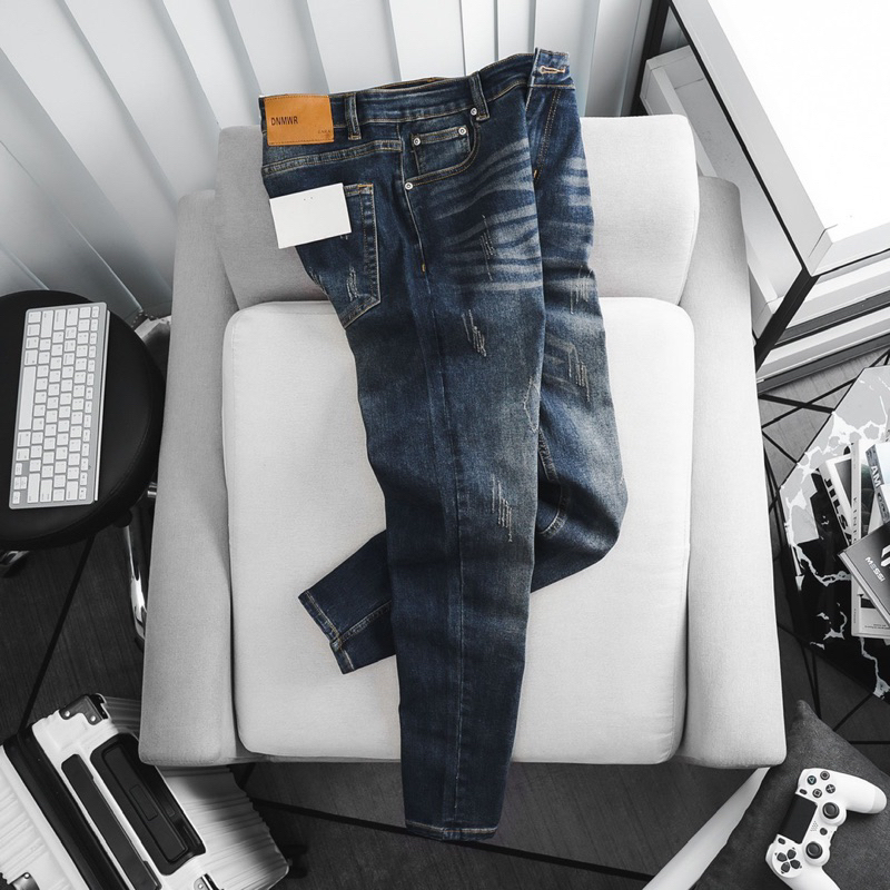 Quần jean denim nam slimfit xuất khẩu xịn co giãn