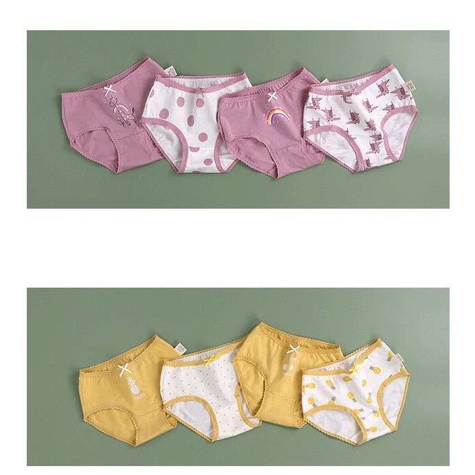 [TGCC set 4 quần] Quần chip xuất khẩu, quần chip bé gái tam giác chất liệu cotton cao cấp mềm mát size 10-47kg Maruka