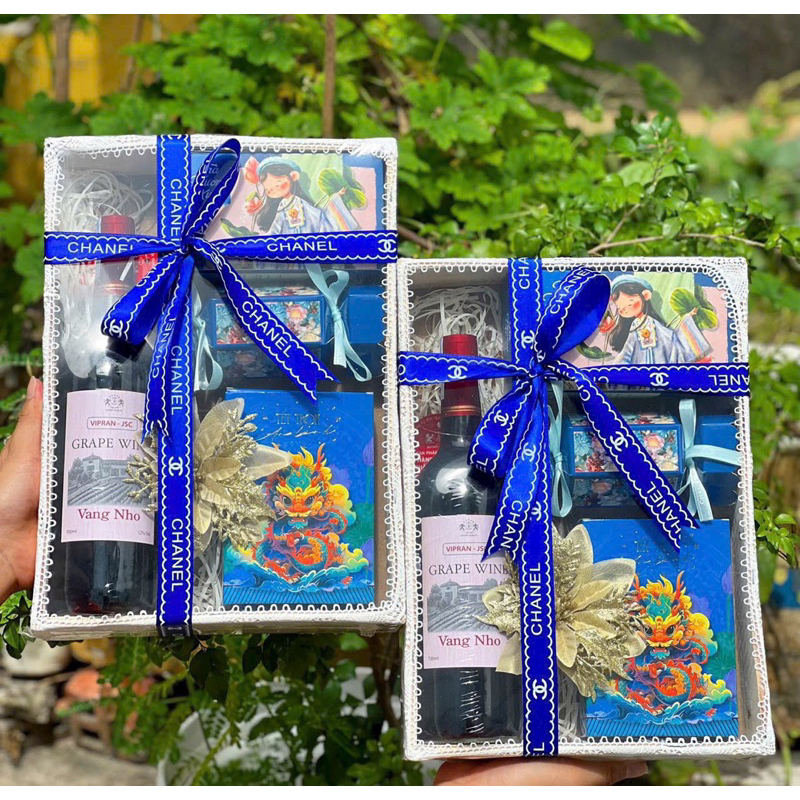 SET QUÀ TẾT BÁNH KẸO TRÀ VÀ 1 CHAI VANG  2024