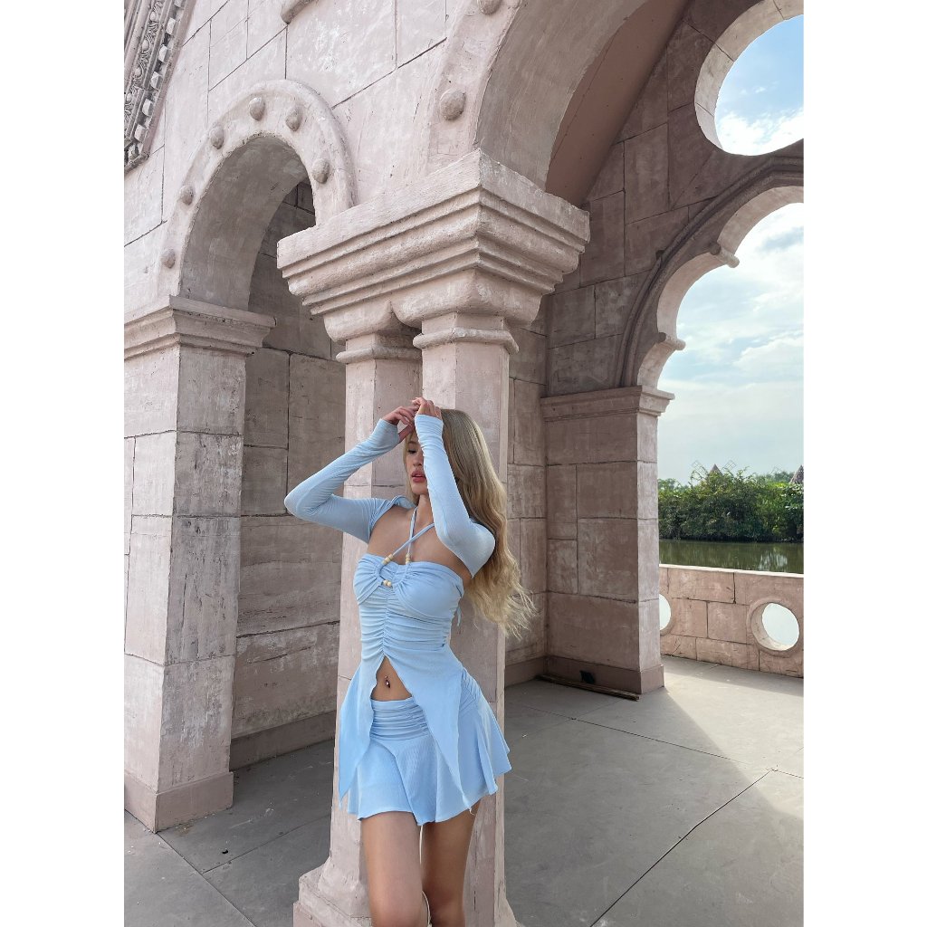 Set lẻ đầm body xoè quyến rũ , đầm Y2K dây phối hạt cao cấp  | HAGA SKIRT, TOP | Secodee