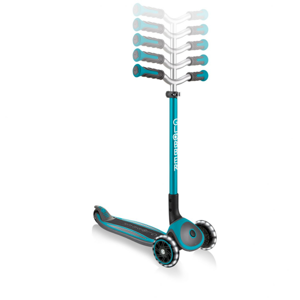 Xe Trượt Scooter 3 Bánh Globber Master Lights Cho Trẻ Em Từ 4 Đến 14 Tuổi - Xanh cổ vịt