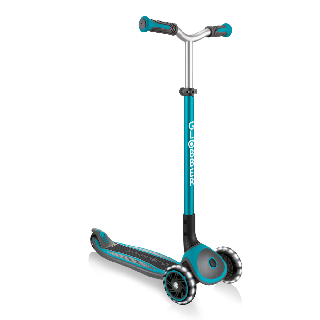 Xe Trượt Scooter 3 Bánh Globber Master Lights Cho Trẻ Em Từ 4 Đến 14 Tuổi - Xanh cổ vịt