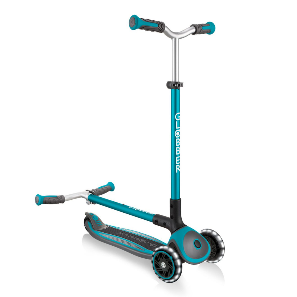 Xe Trượt Scooter 3 Bánh Globber Master Lights Cho Trẻ Em Từ 4 Đến 14 Tuổi - Xanh cổ vịt