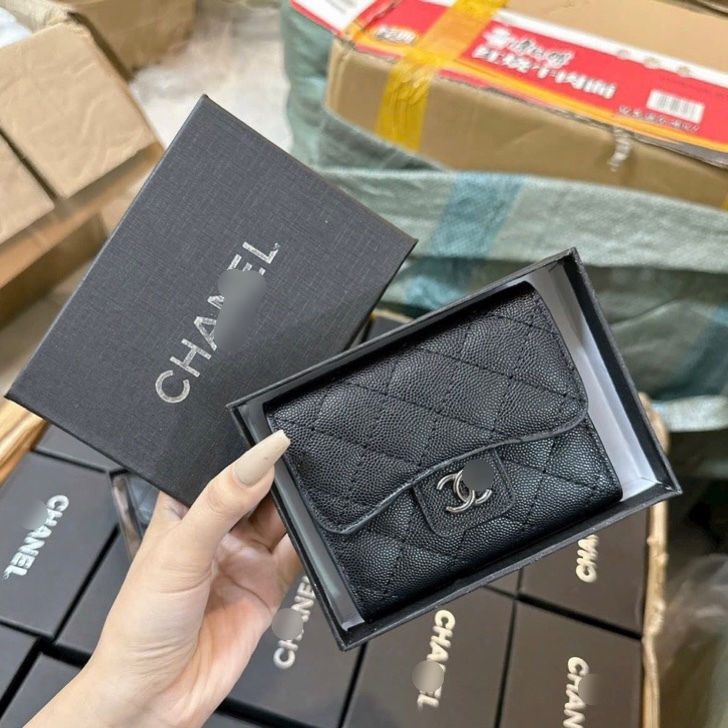 Túi ví nữ, ví chữ X da sần dáng gập hàng Quảng Châu có hộp
